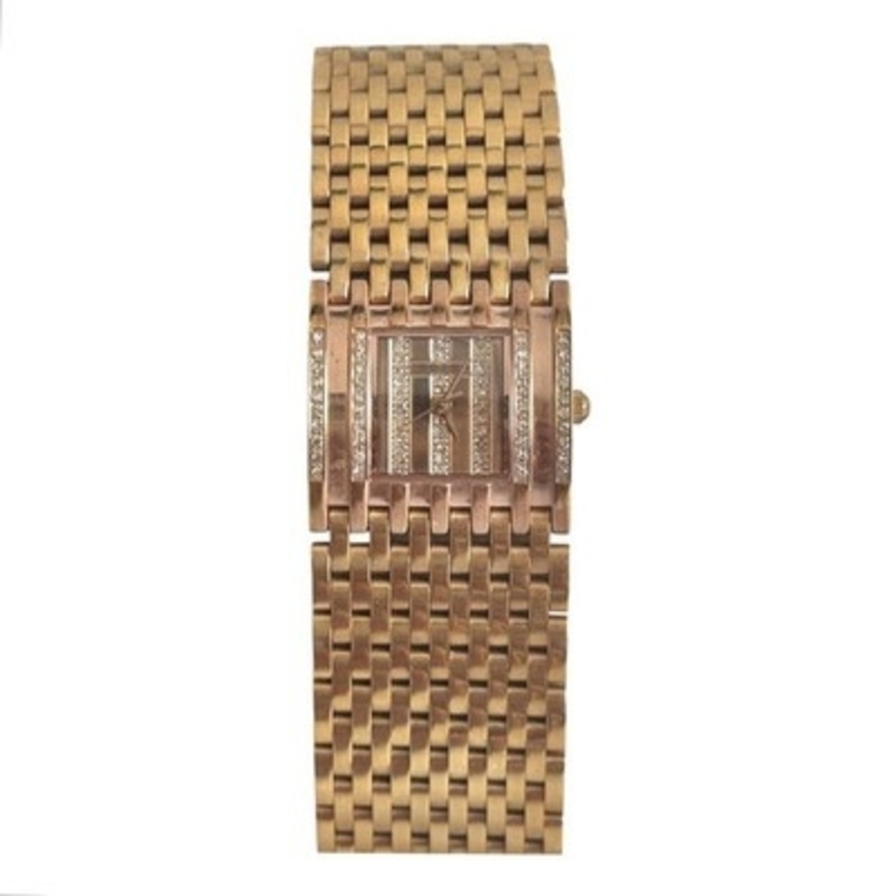 Vintage Croton Rose Gold-Tone Square Diamond Case Sapphire Crystal Women's Watch